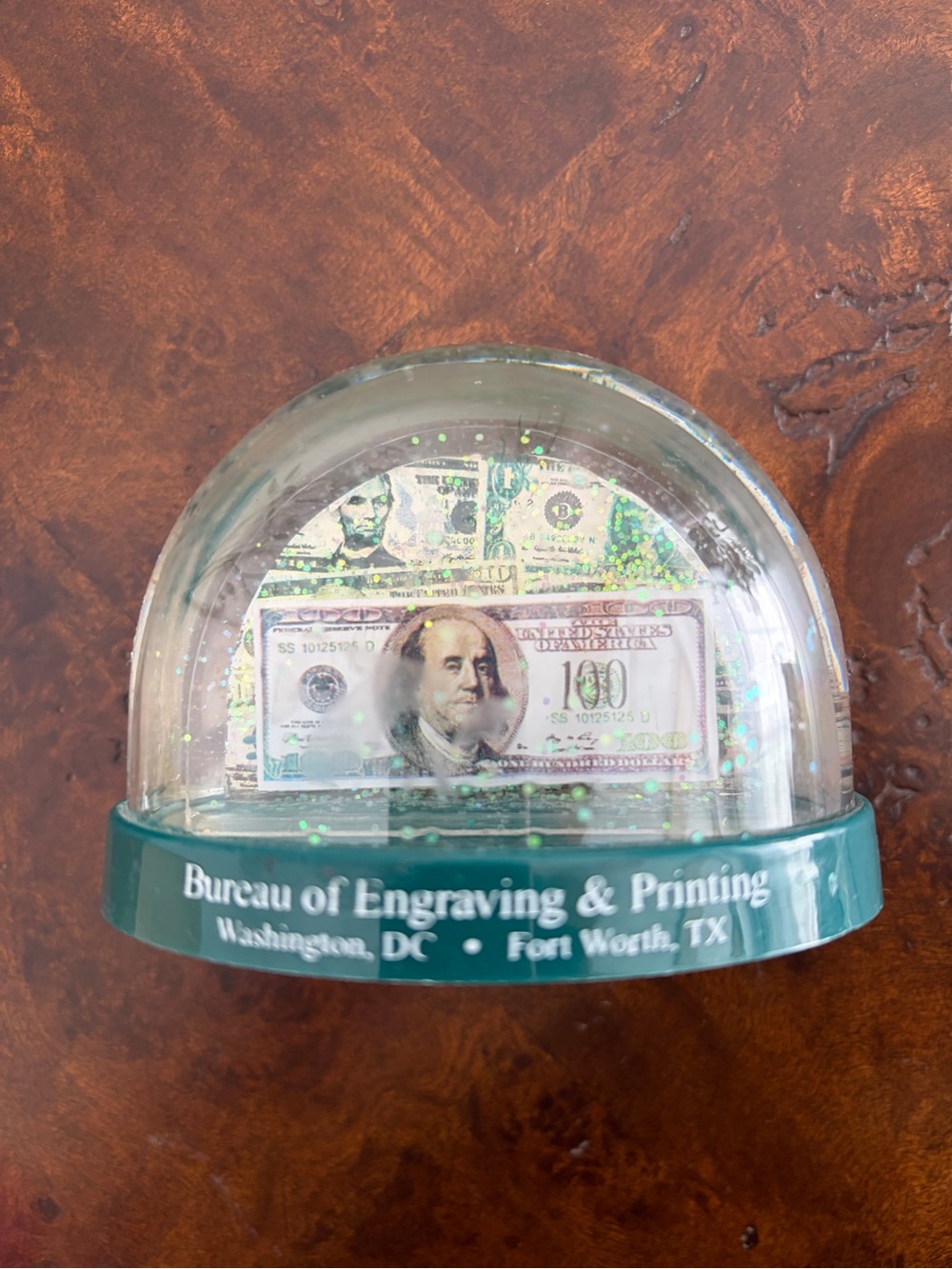 Bureau of Engraving & Printing Money Snow Globe